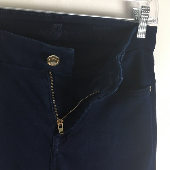 7 For All Mankind The Mid Rise Skinny Pants in Deep Blue - Picture 4 of 11